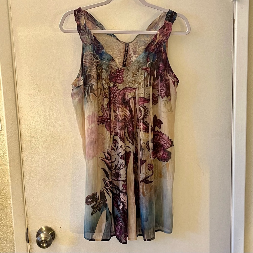 Y2K Fairy Top Mushka by Sienna Rose Floral Flowy Sheer Crochet Detail Gauzy